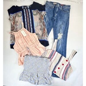 BUNDLE + FREE SHIPPING, Junior's Small - Jeans & Tops - 5 pc Lot